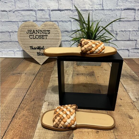 Madewell The Suzi Slide Puffy Woven Sandals Shoes size 8.5 M Leather - Picture 8 of 10